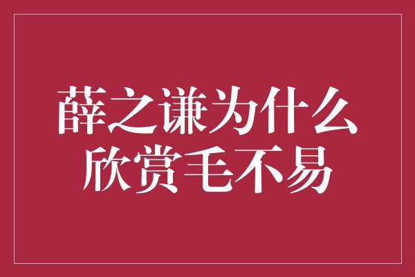 薛之谦为什么欣赏毛不易