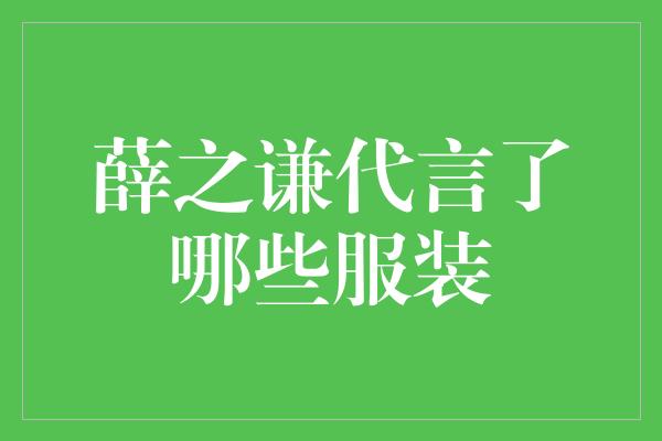 薛之谦代言了哪些服装