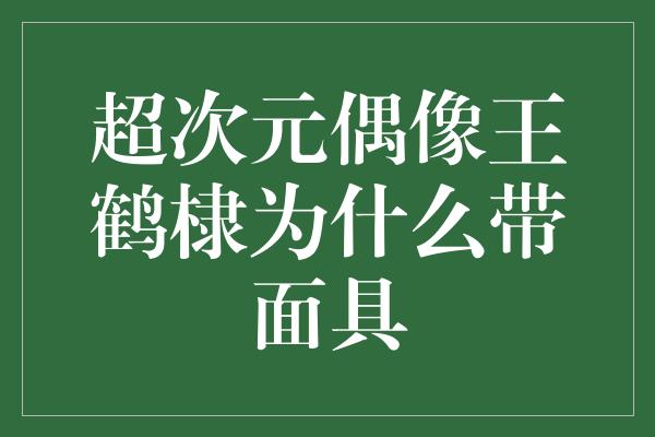 超次元偶像王鹤棣为什么带面具