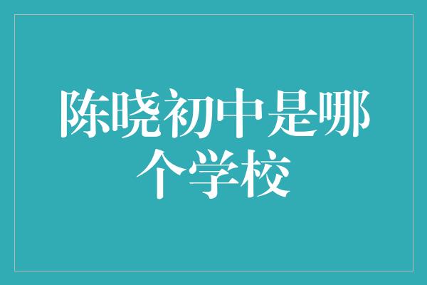 陈晓初中是哪个学校