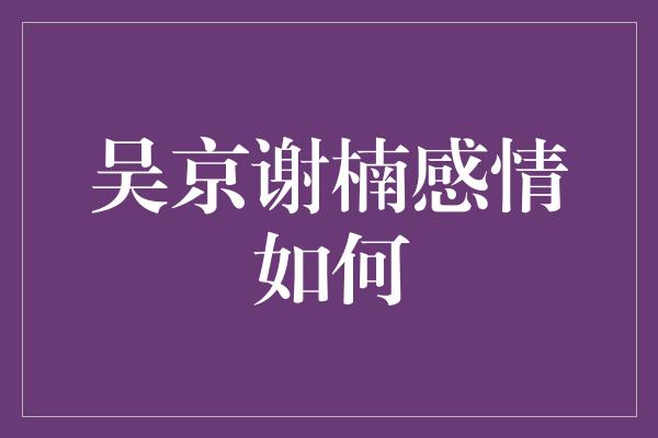 吴京谢楠感情如何