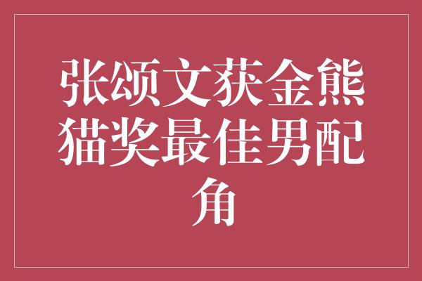 张颂文获金熊猫奖最佳男配角