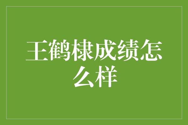 王鹤棣成绩怎么样