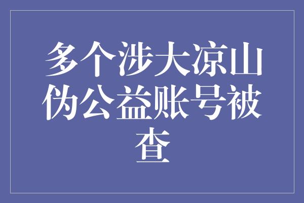 多个涉大凉山伪公益账号被查