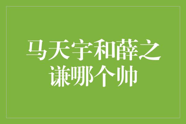 马天宇和薛之谦哪个帅