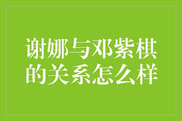 谢娜与邓紫棋的关系怎么样