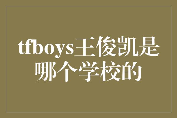 tfboys王俊凯是哪个学校的