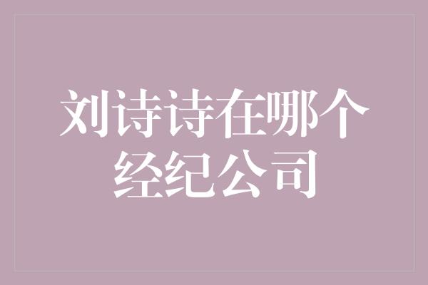 刘诗诗在哪个经纪公司