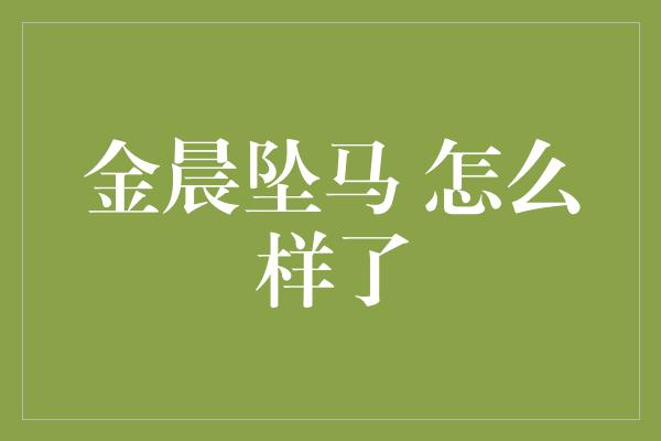 金晨坠马 怎么样了