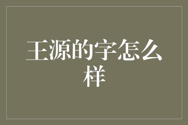 王源的字怎么样