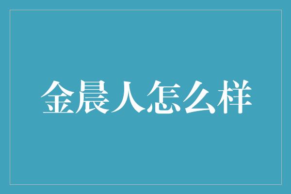 金晨人怎么样