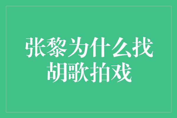 张黎为什么找胡歌拍戏