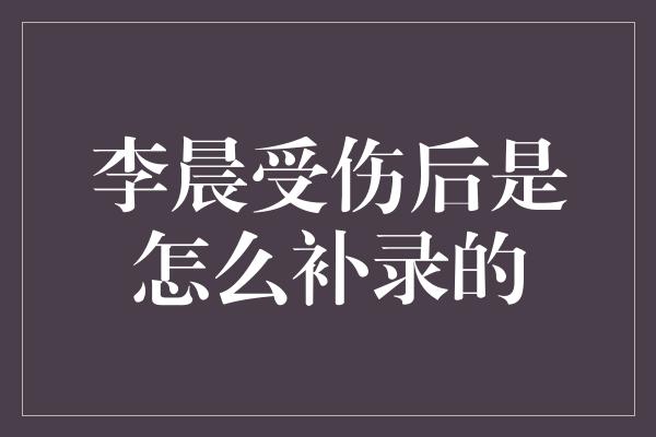 李晨受伤后是怎么补录的