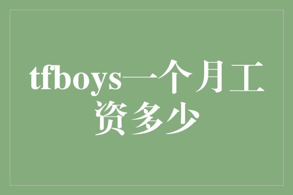 tfboys一个月工资多少