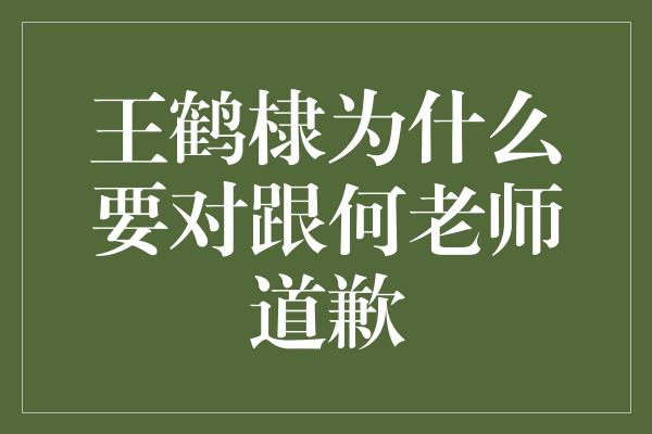 王鹤棣为什么要对跟何老师道歉