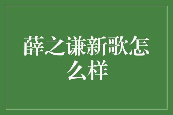 薛之谦新歌怎么样