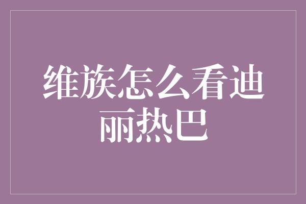 维族怎么看迪丽热巴