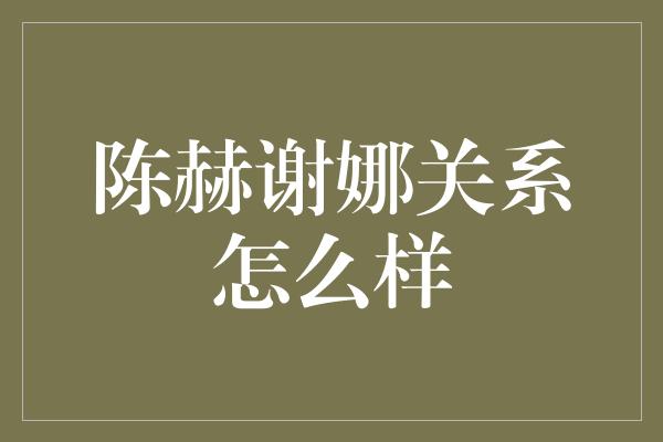 陈赫谢娜关系怎么样