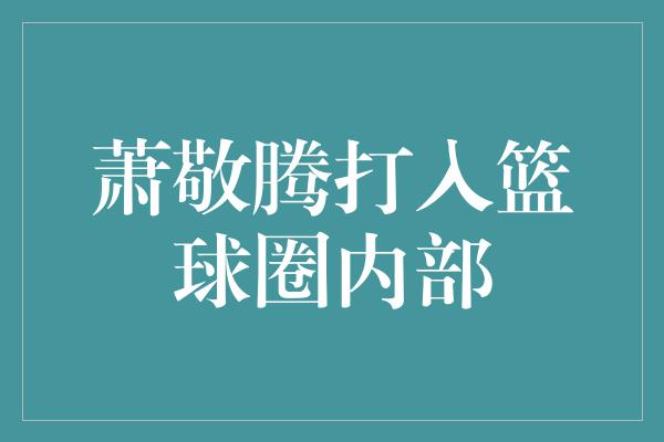 萧敬腾打入篮球圈内部