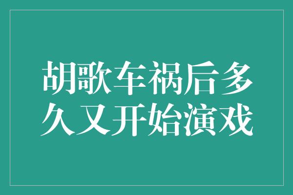 胡歌车祸后多久又开始演戏