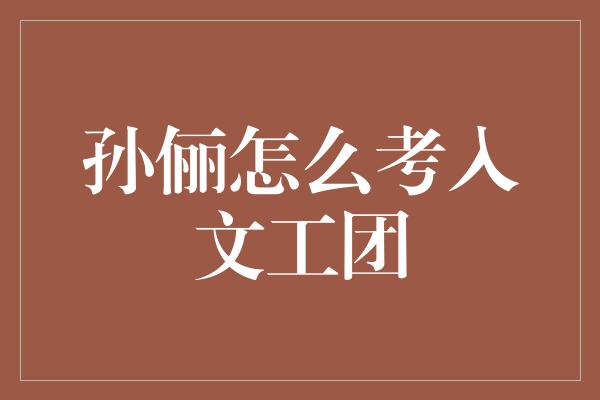 孙俪怎么考入文工团