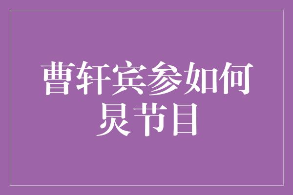 曹轩宾参如何炅节目