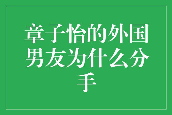 章子怡的外国男友为什么分手