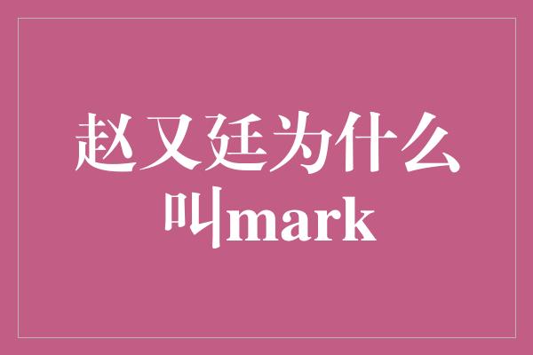 赵又廷为什么叫mark