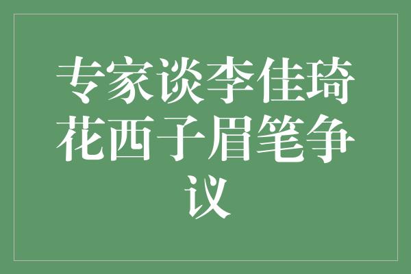 专家谈李佳琦花西子眉笔争议