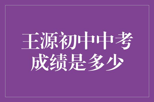 王源初中中考成绩是多少