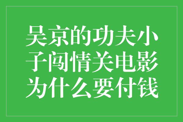 吴京的功夫小子闯情关电影为什么要付钱