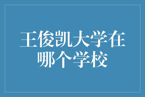 王俊凯大学在哪个学校