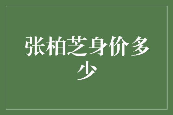 张柏芝身价多少