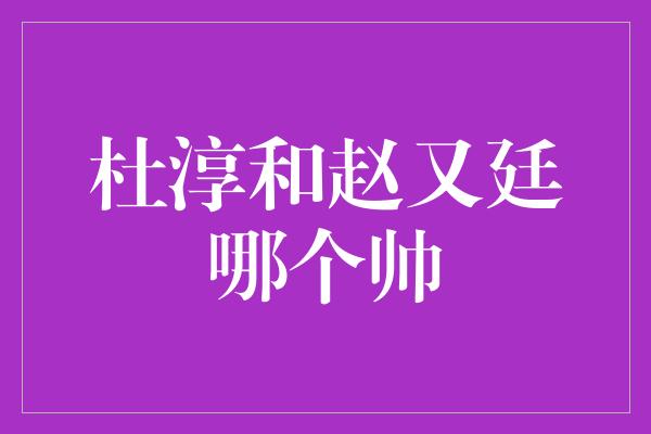 杜淳和赵又廷哪个帅