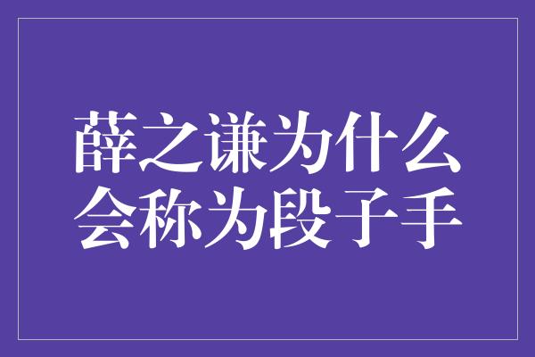 薛之谦为什么会称为段子手