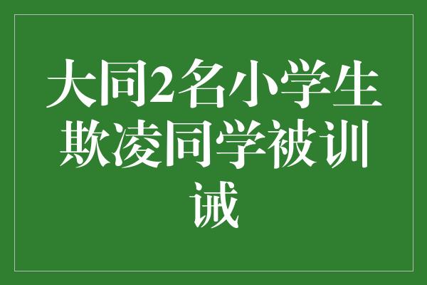 大同2名小学生欺凌同学被训诫