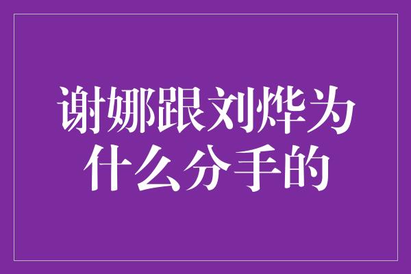 谢娜跟刘烨为什么分手的