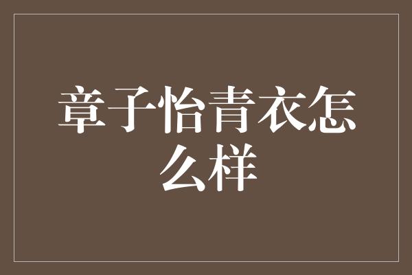 章子怡青衣怎么样