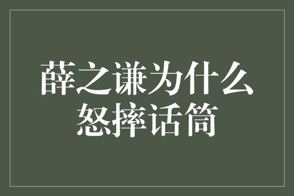 薛之谦为什么怒摔话筒