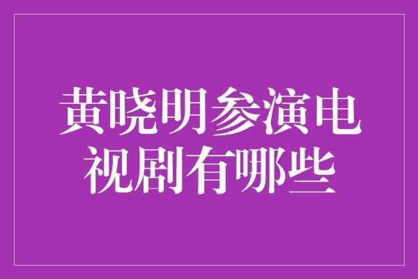 黄晓明参演电视剧有哪些