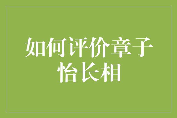 如何评价章子怡长相