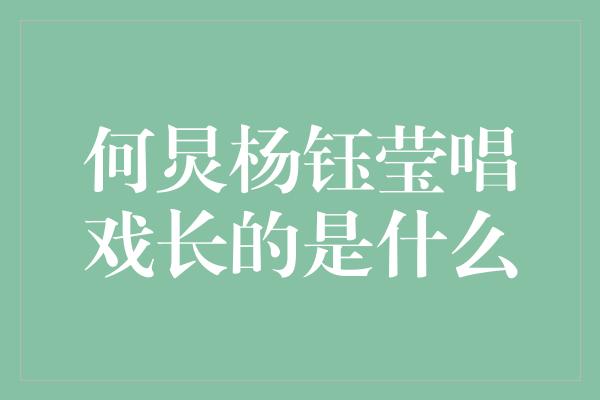 何炅杨钰莹唱戏长的是什么