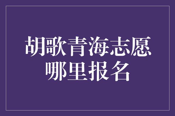 胡歌青海志愿哪里报名