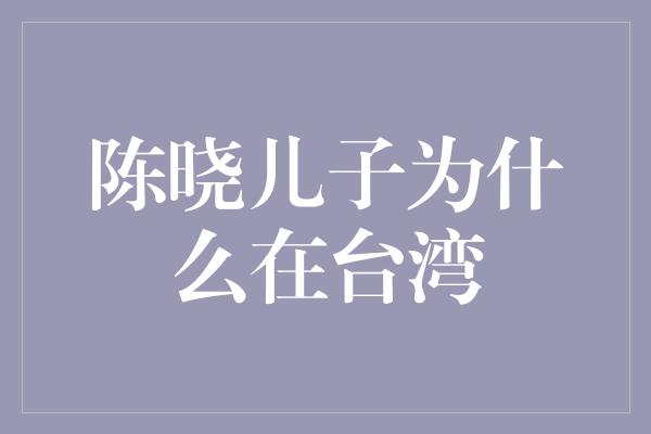 陈晓儿子为什么在台湾