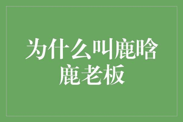 为什么叫鹿晗鹿老板