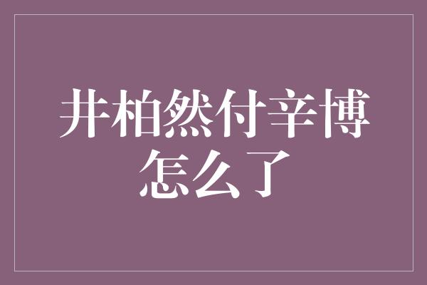 井柏然付辛博怎么了