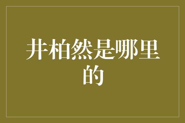 井柏然是哪里的