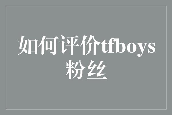 如何评价tfboys粉丝