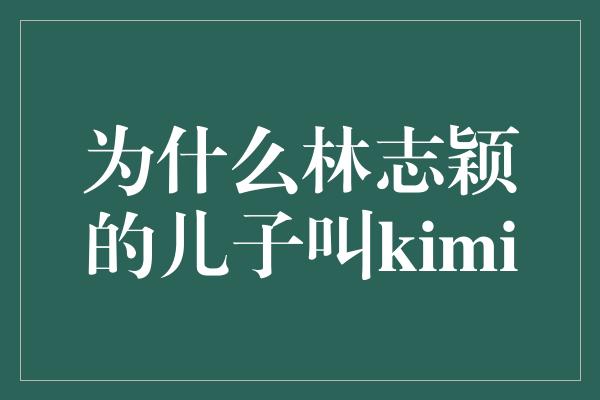 为什么林志颖的儿子叫kimi