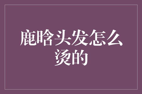 鹿晗头发怎么烫的